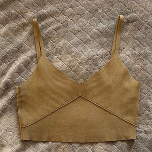 Olive Green Ribbed Crop Top